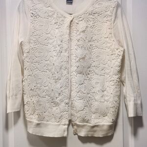 Ann Taylor Cream Lace Cardigan Sweater